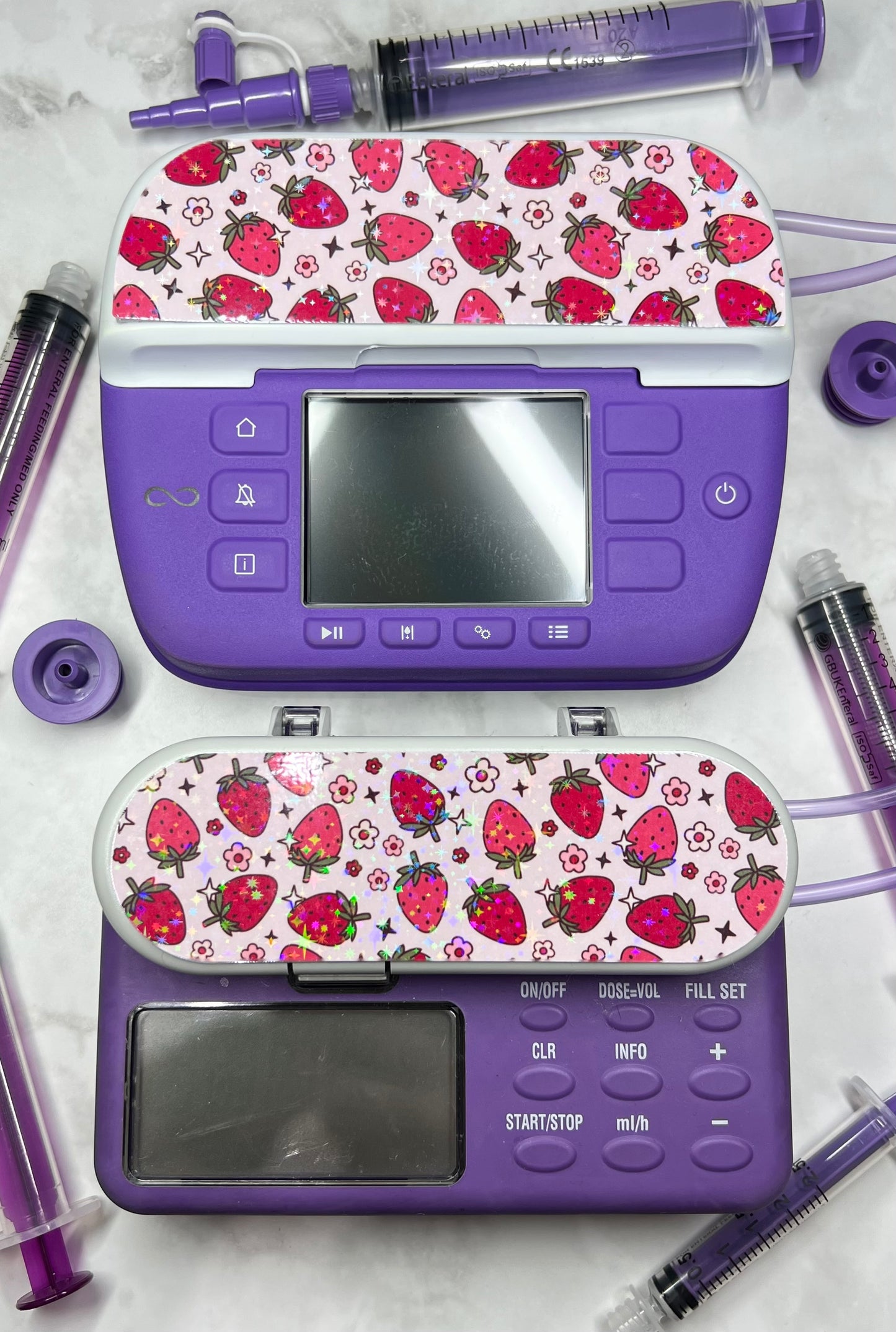 Bright summer strawberrys Nutricia pump sticker