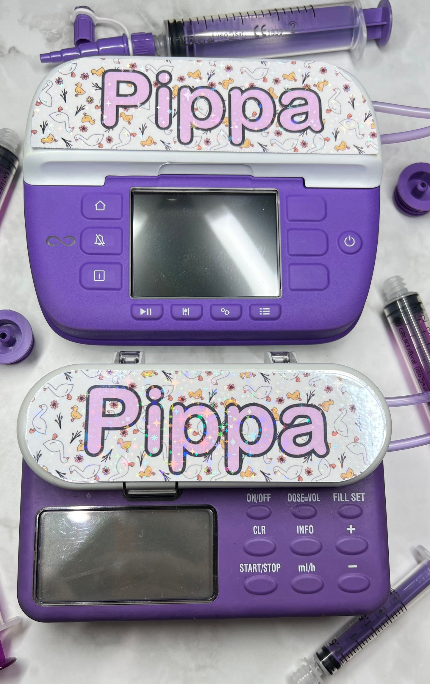 Cute ducks and ducklings personalised Nutricia infinity and infinity 3 pump sticker