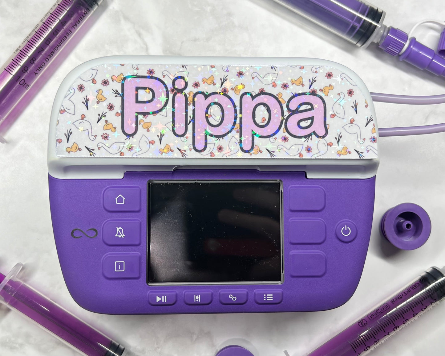 Cute ducks and ducklings personalised Nutricia infinity and infinity 3 pump sticker