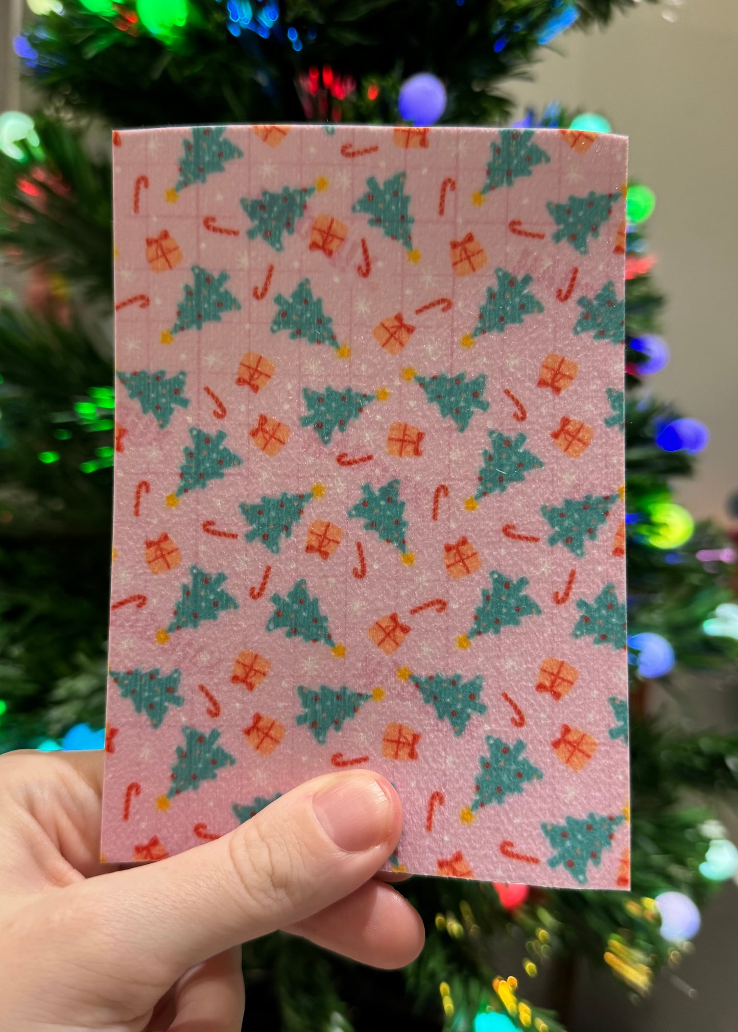 Pink Xmas trees & presents Winter Tubie tape collection