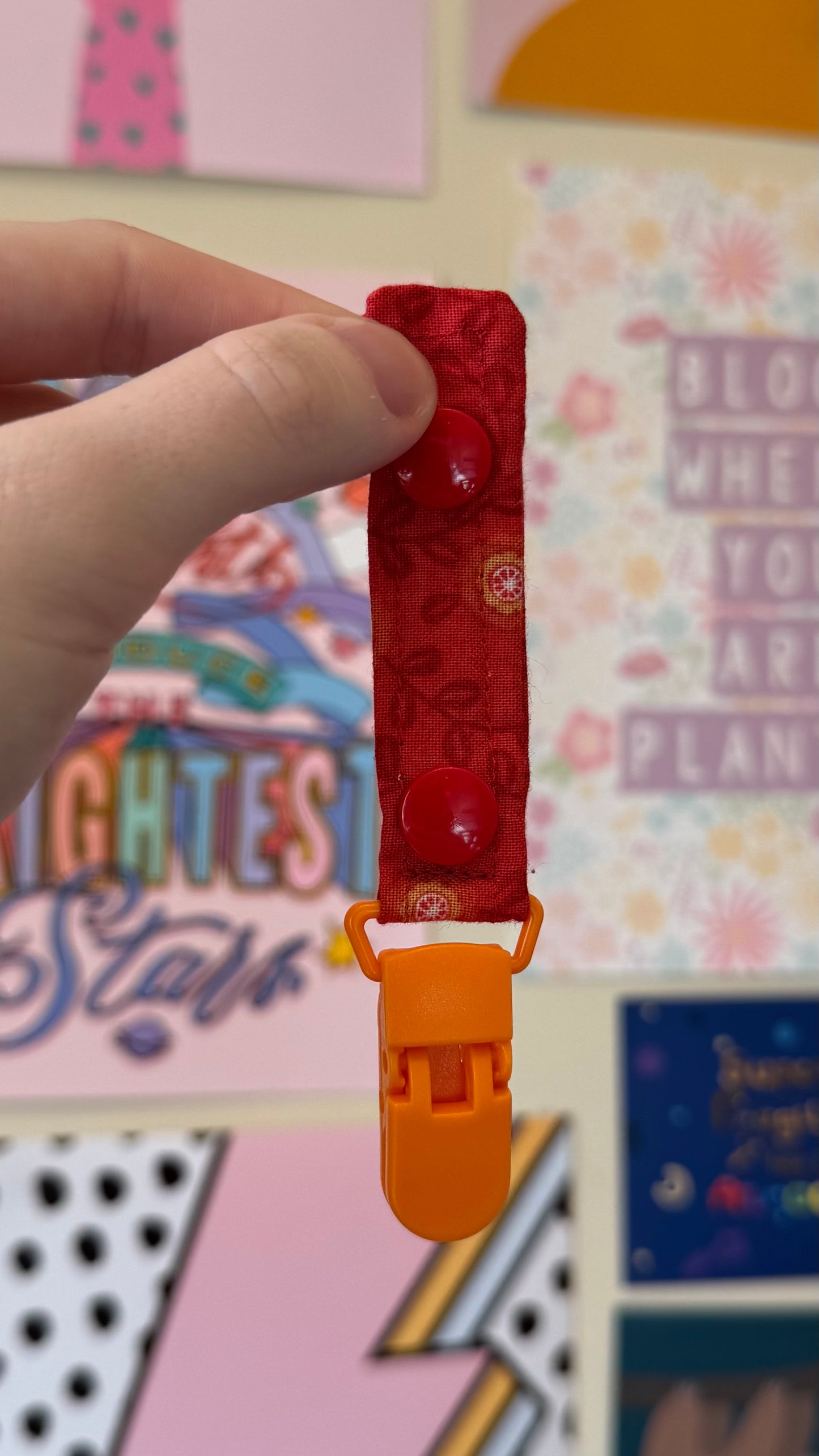 Red floral Tubie clips