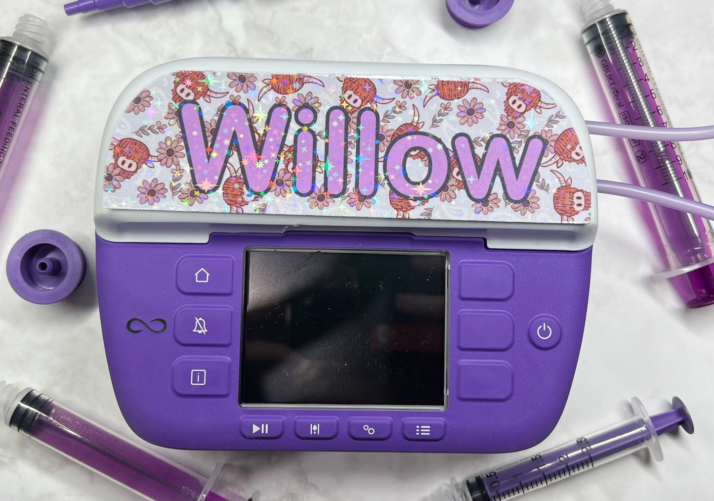 Floral boho cows personalised Nutricia infinity and infinity 3 pump sticker