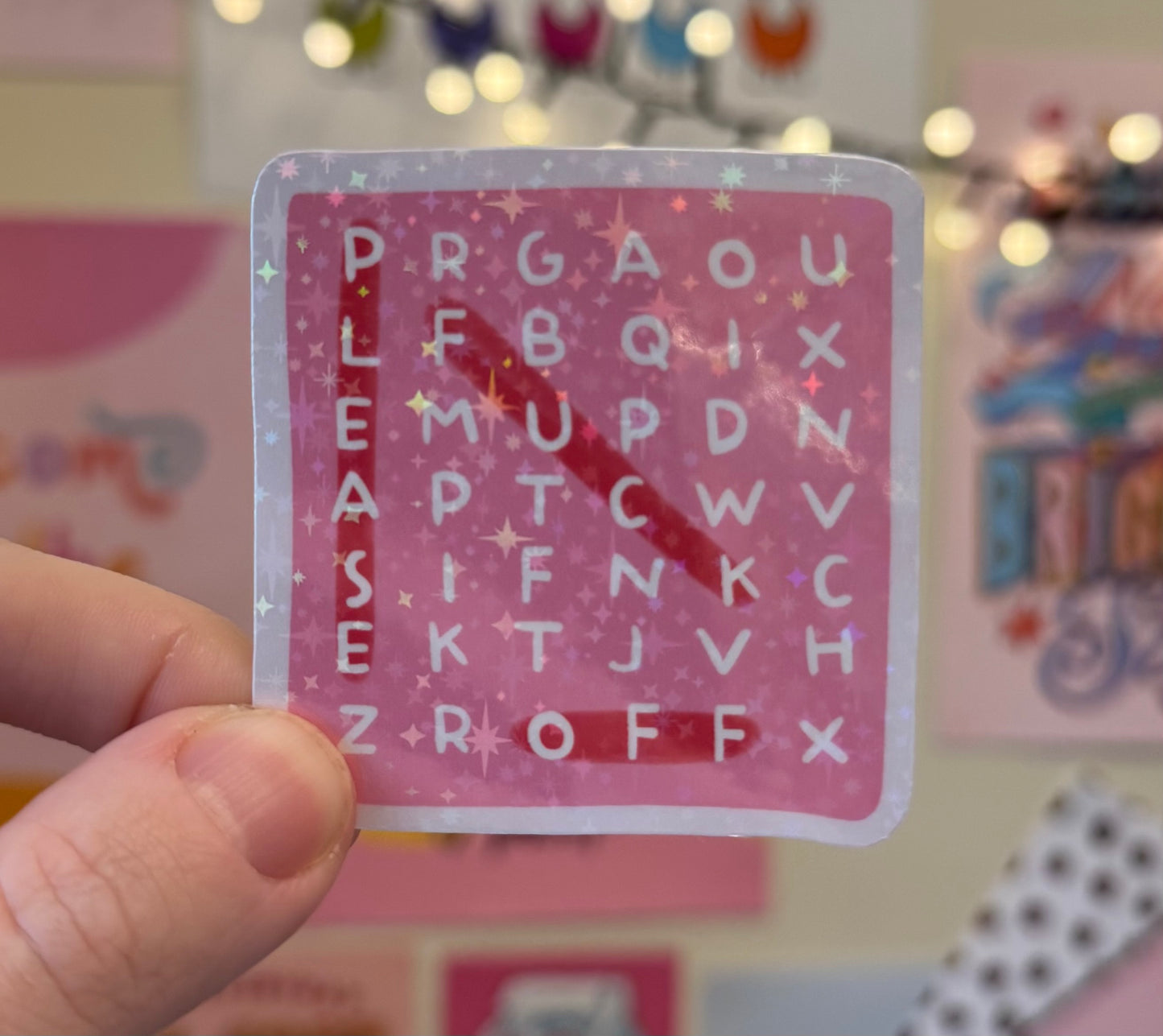 Cute sticker hidden “please fuck off” Holographic Sticker