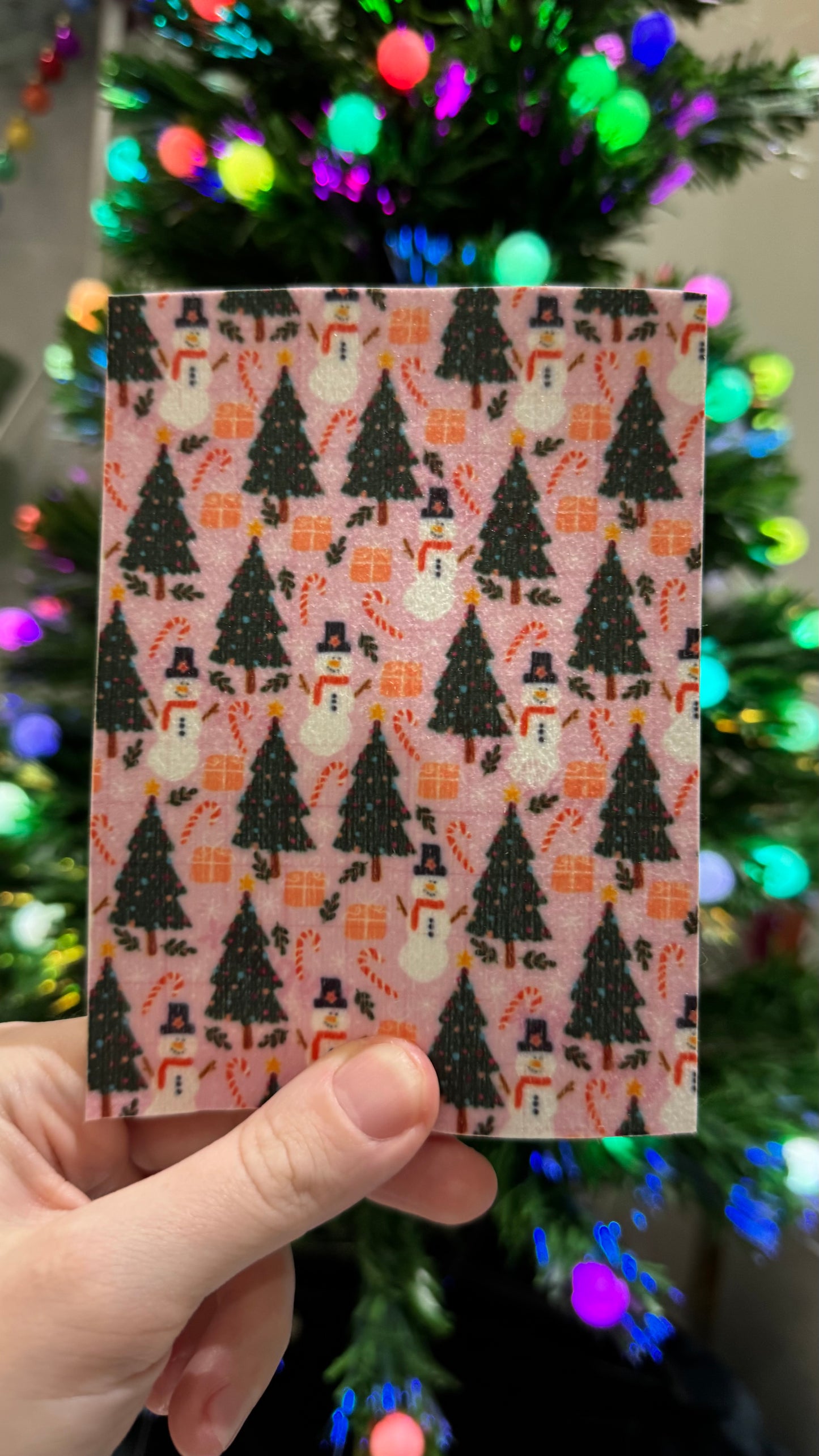 Pink Winter woodland snowman and Xmas trees winter Tubie tape collection