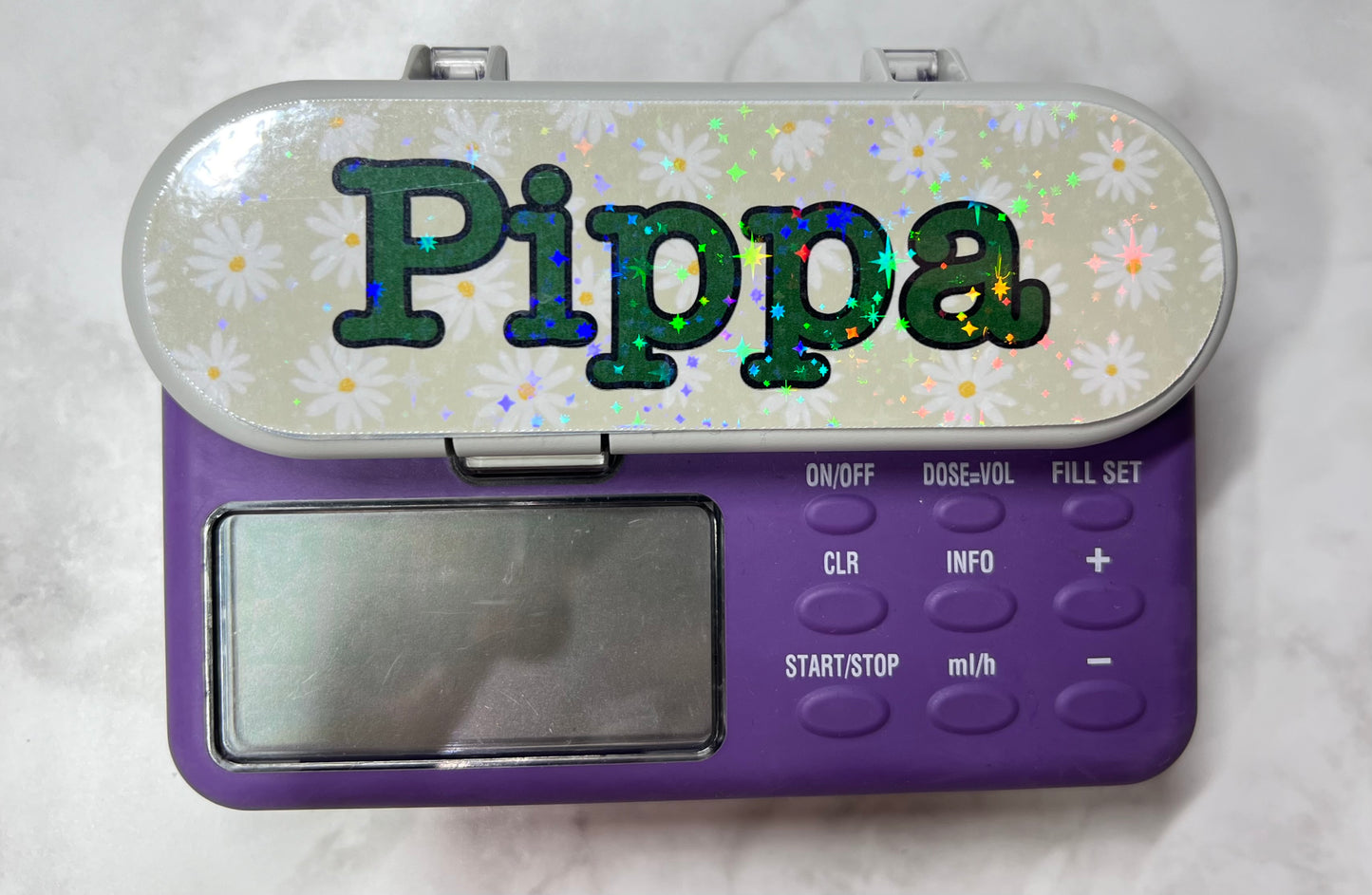 Sage Green Flower personalised Nutricia infinity and infinity 3 pump sticker