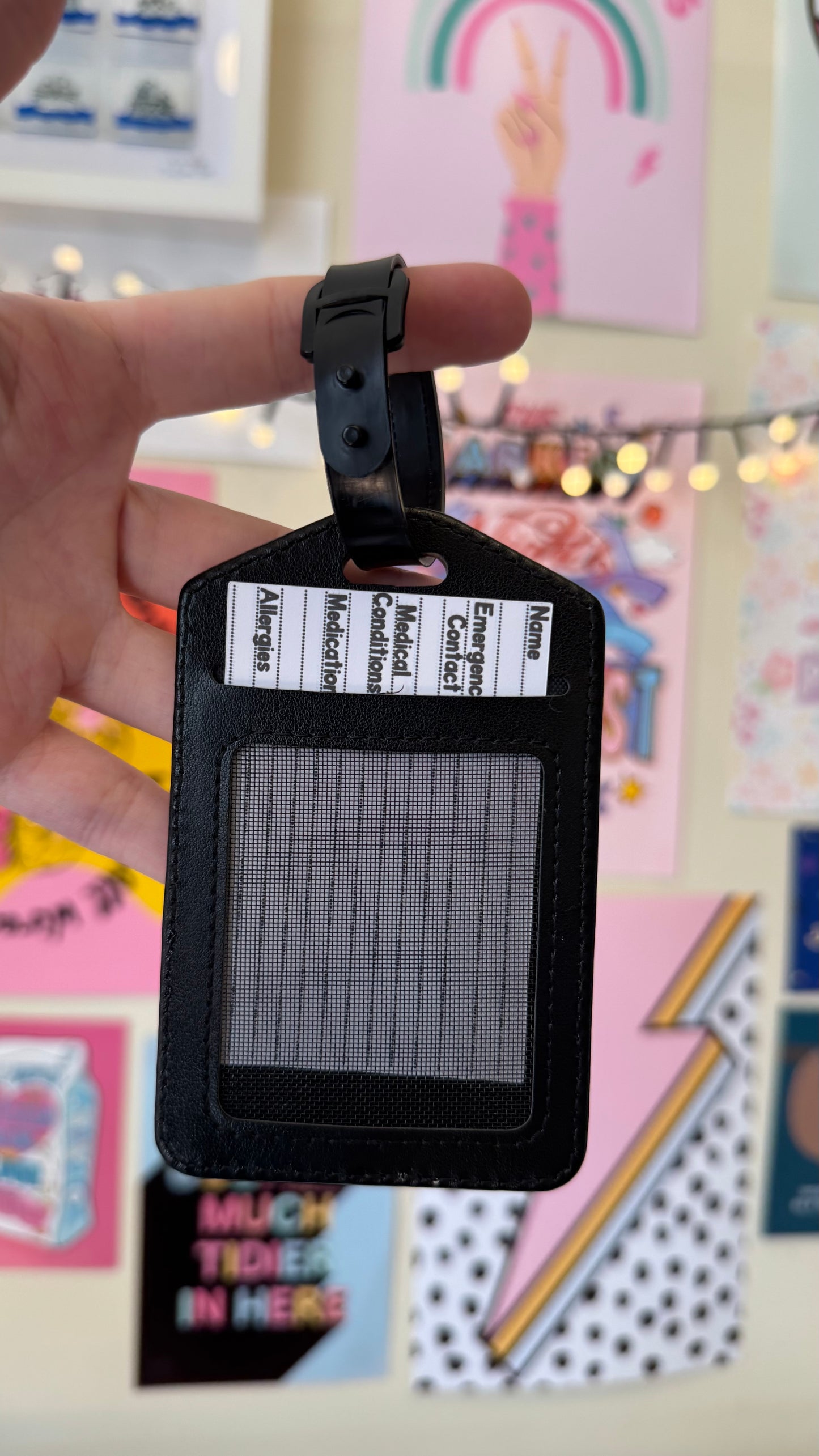 Medical buggy bag tag “please treat as a wheelchair- my buggy keeps me safe”