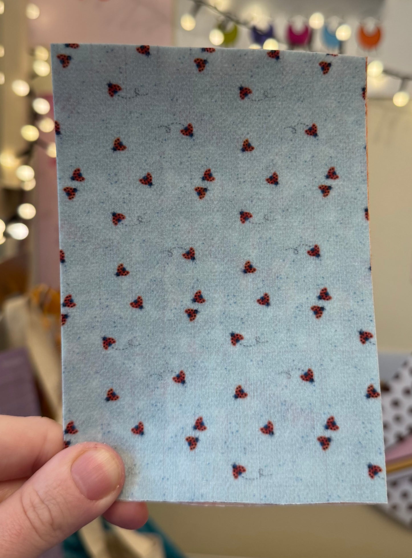 Tiny ladybugs on blue Tubie tape