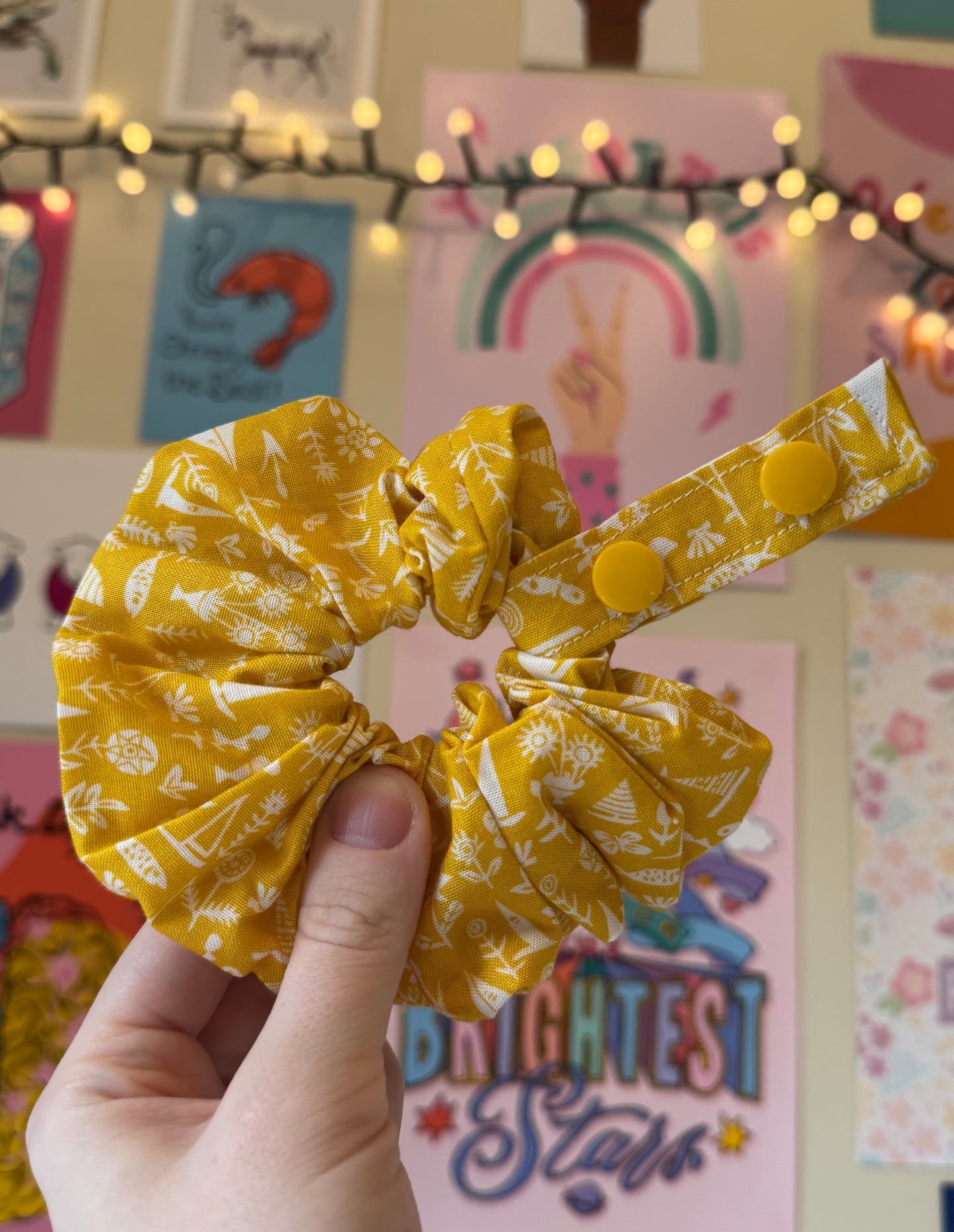 Yellow little pictures Tubie scrunchies