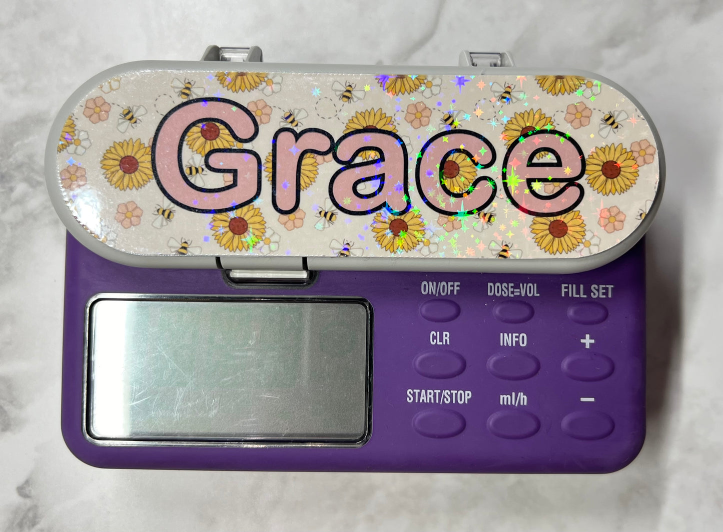 Bumble bees and flowers personalised Nutricia infinity and infinity 3 pump sticker