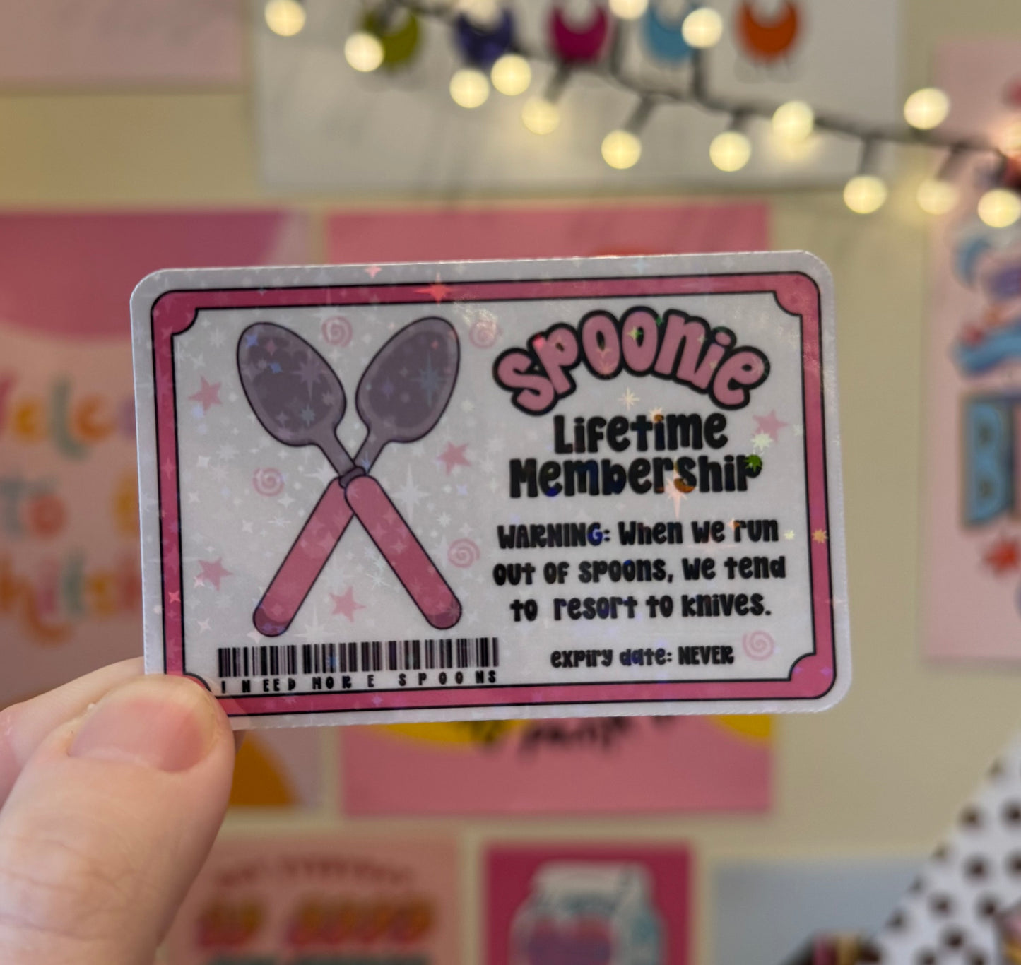 “spoonie membership ticket” Holographic Sticker