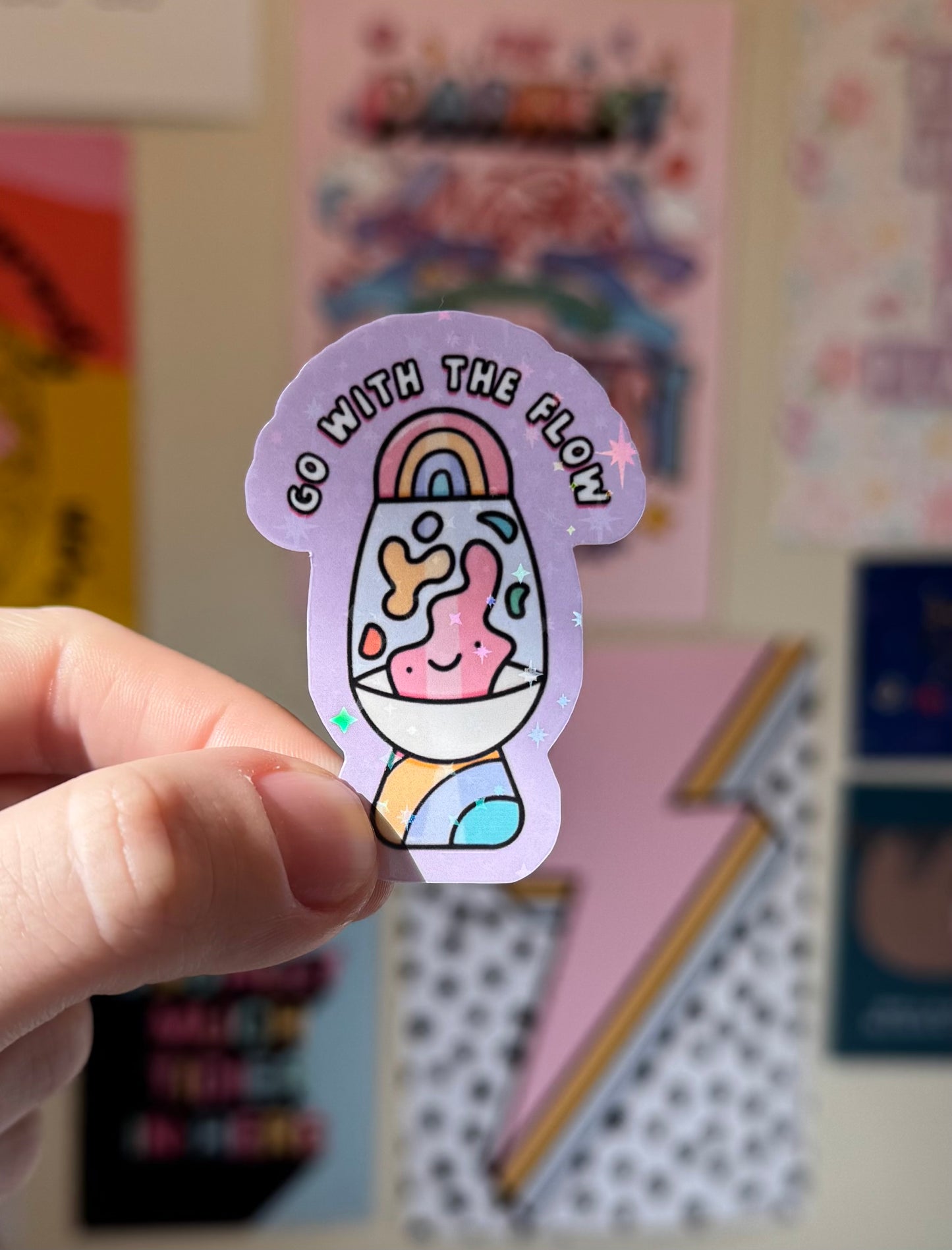 Go with the flow holographic stickers lava lamp
