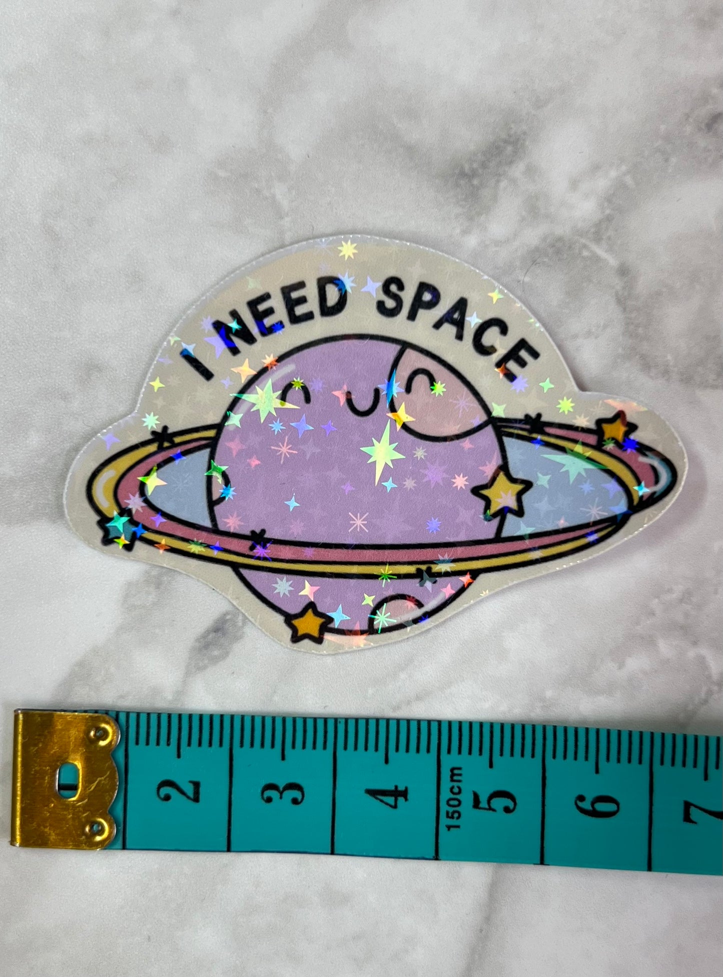 “I need some space” holographic sticker