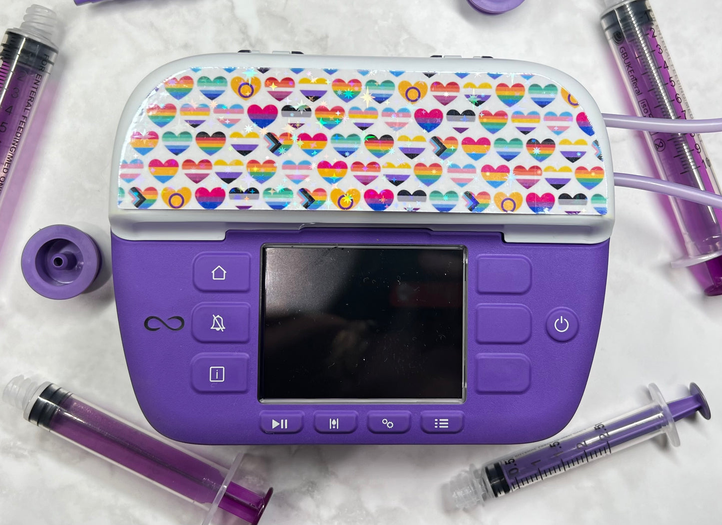 LGBTQIA hearts Nutricia pump sticker