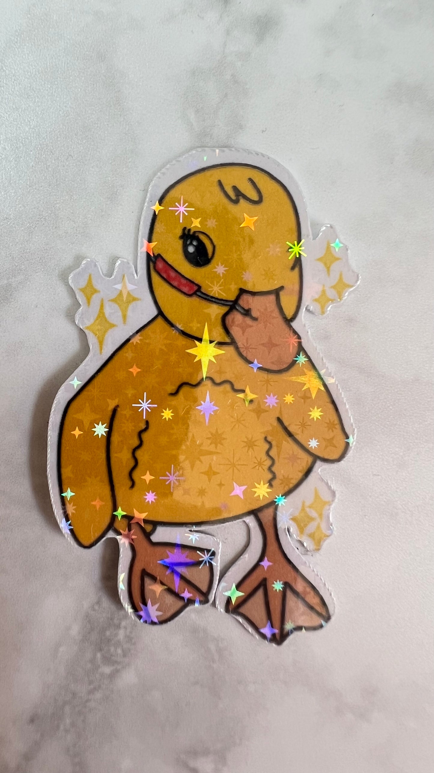 Cute duck/duckling with NG/NJ tubie holographic sticker