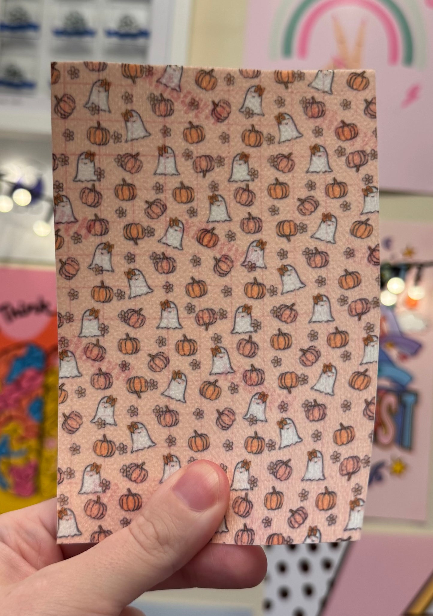 Cute Mini pink ghosts and pumpkins Halloween tubie tape