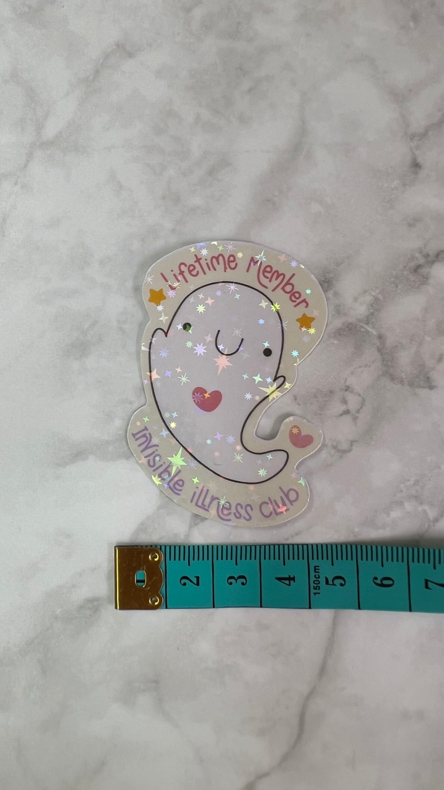 “Lifetime member of the invisible illness club” holographic sticker
