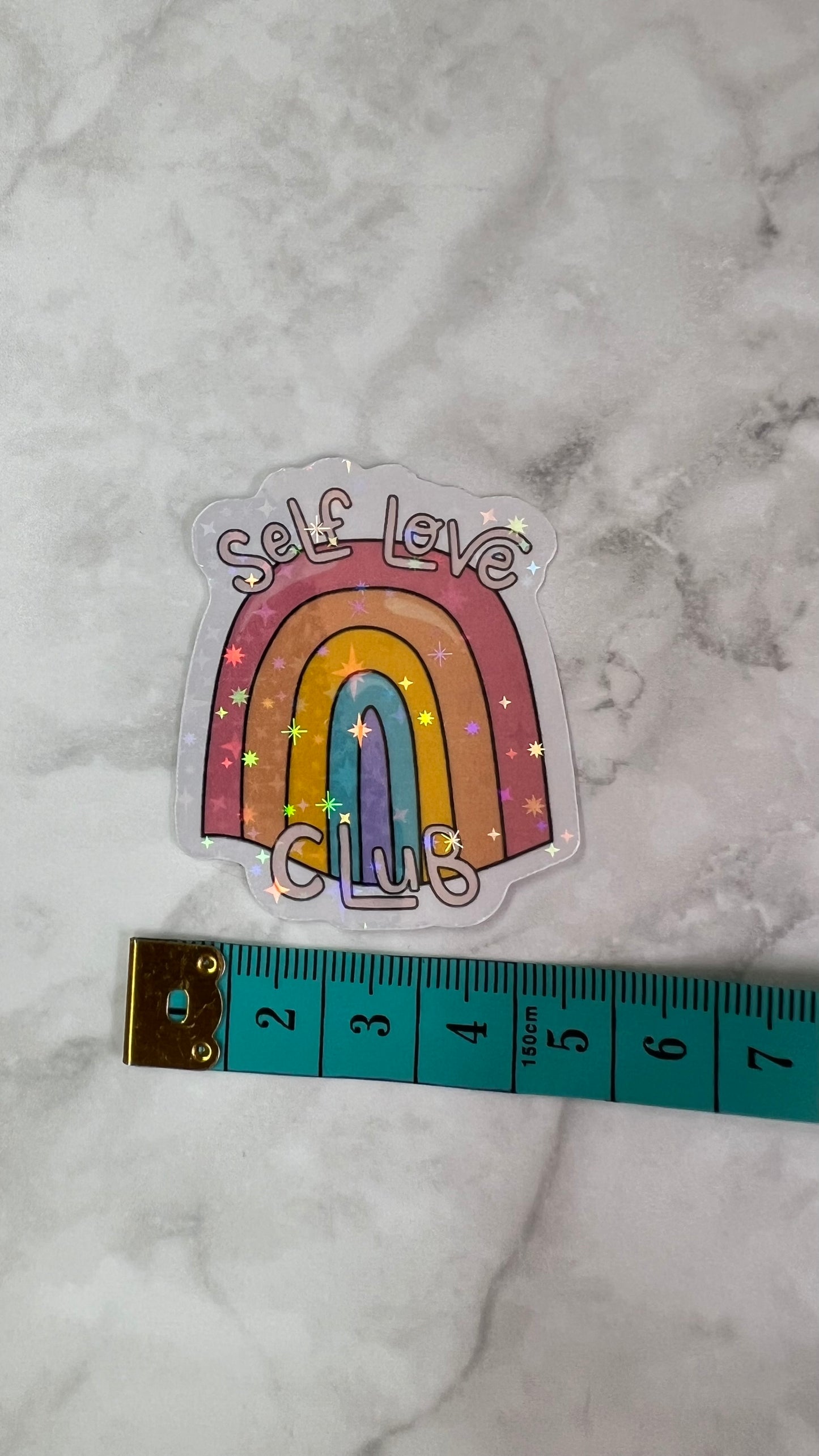 “Self love club” rainbow holographic sticker