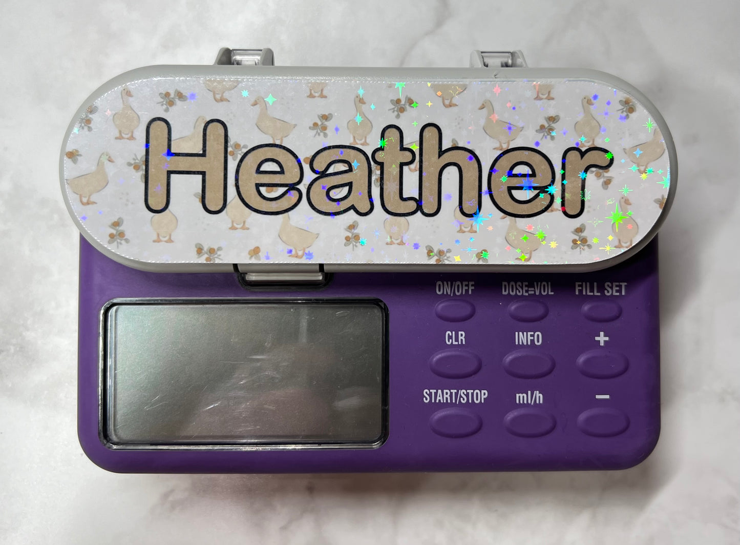 Cute runner ducks personalised Nutricia infinity and infinity 3 pump sticker