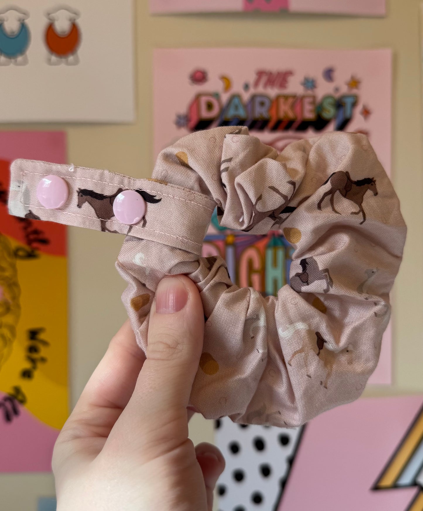 Pink horses Tubie scrunchies