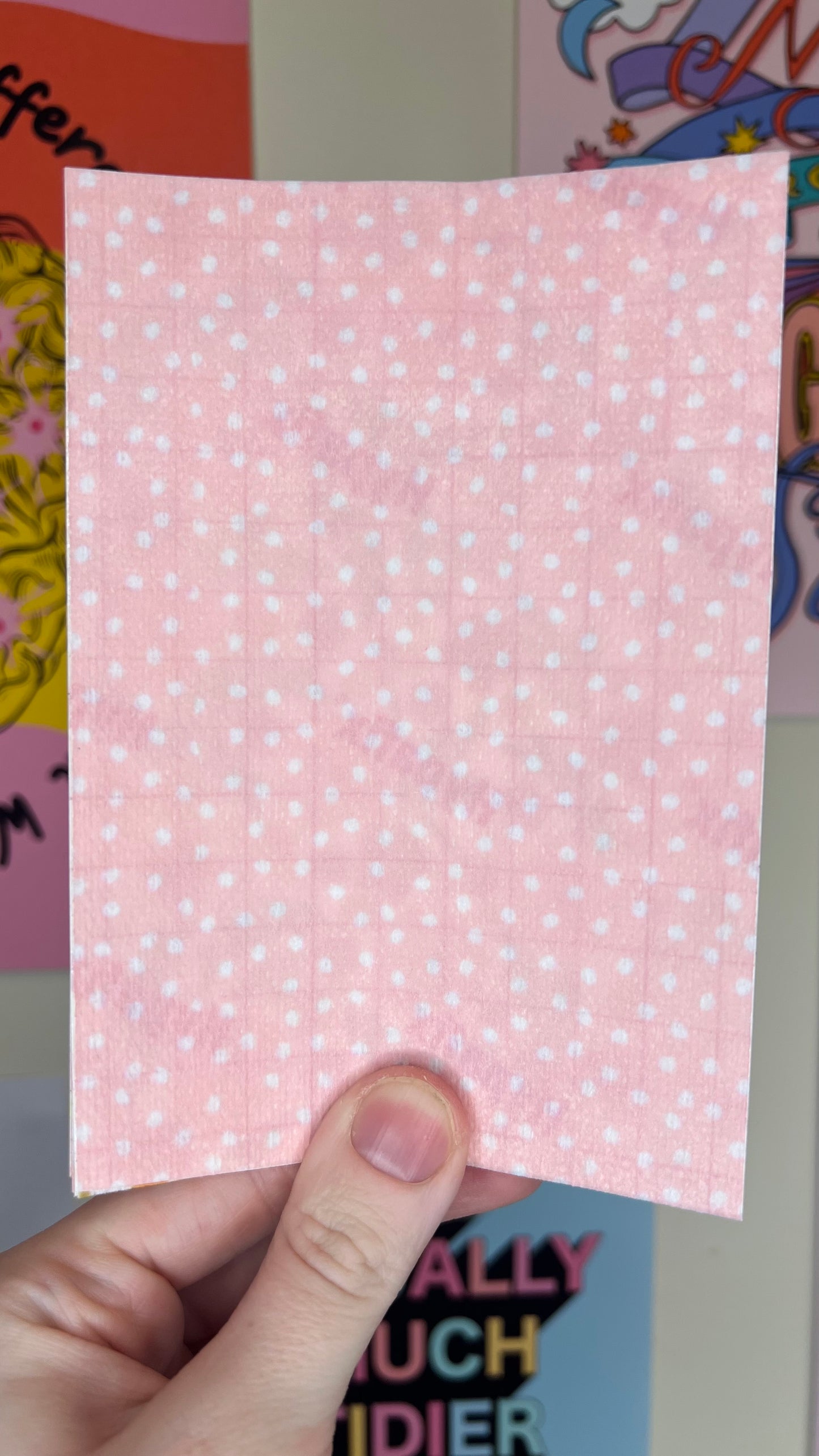 White spots on pink Tubie tape