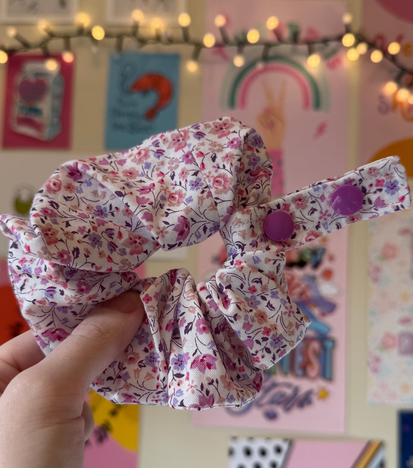 Liberty London pink floral Tubie scrunchies