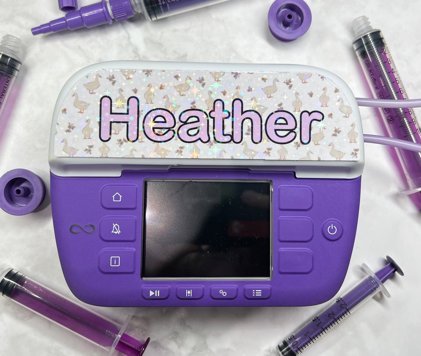 Cute runner ducks personalised Nutricia infinity and infinity 3 pump sticker
