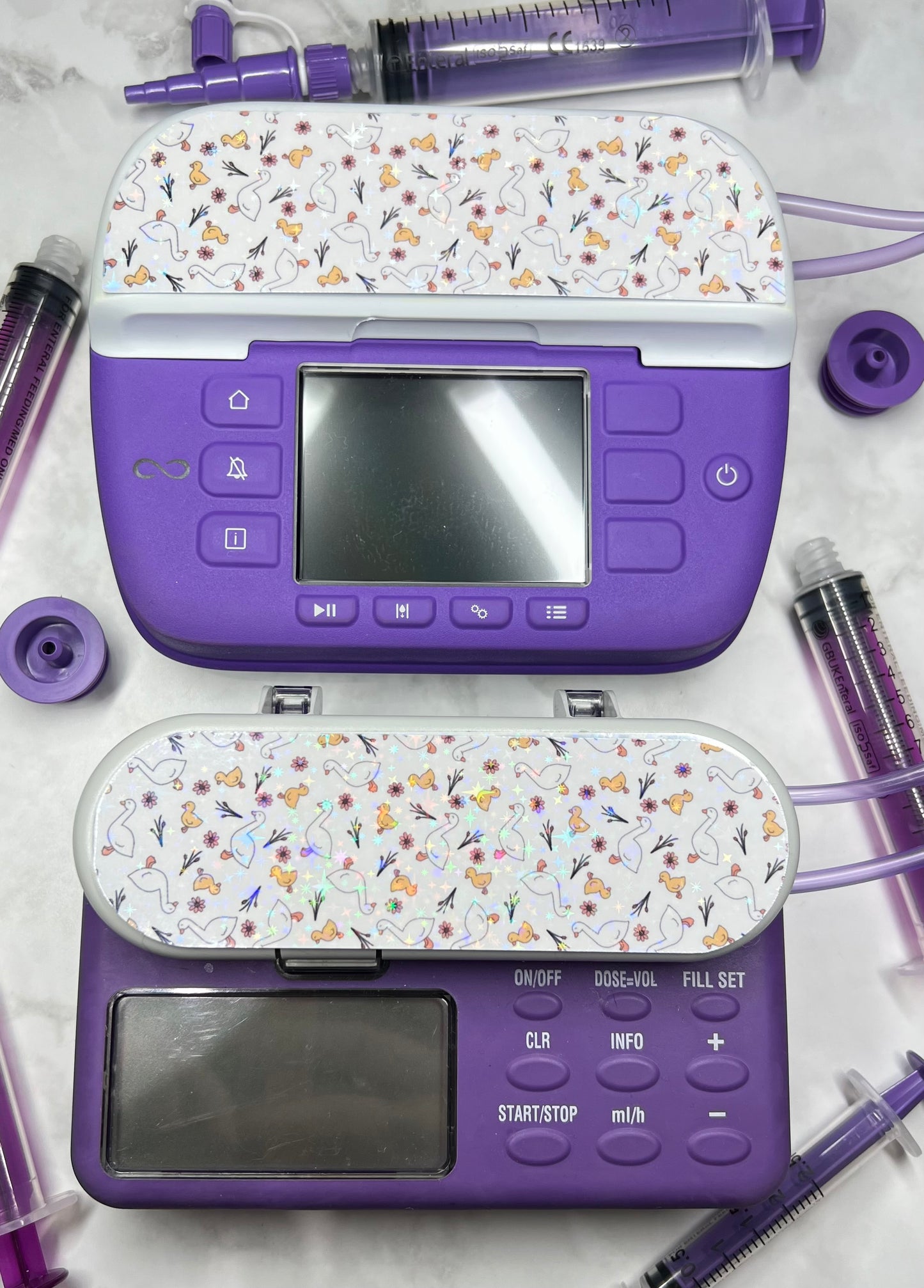 Cute duck and ducklings Nutricia pump sticker