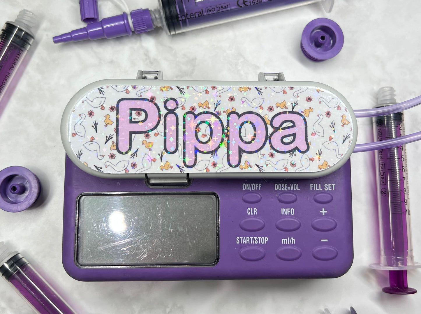 Cute ducks and ducklings personalised Nutricia infinity and infinity 3 pump sticker