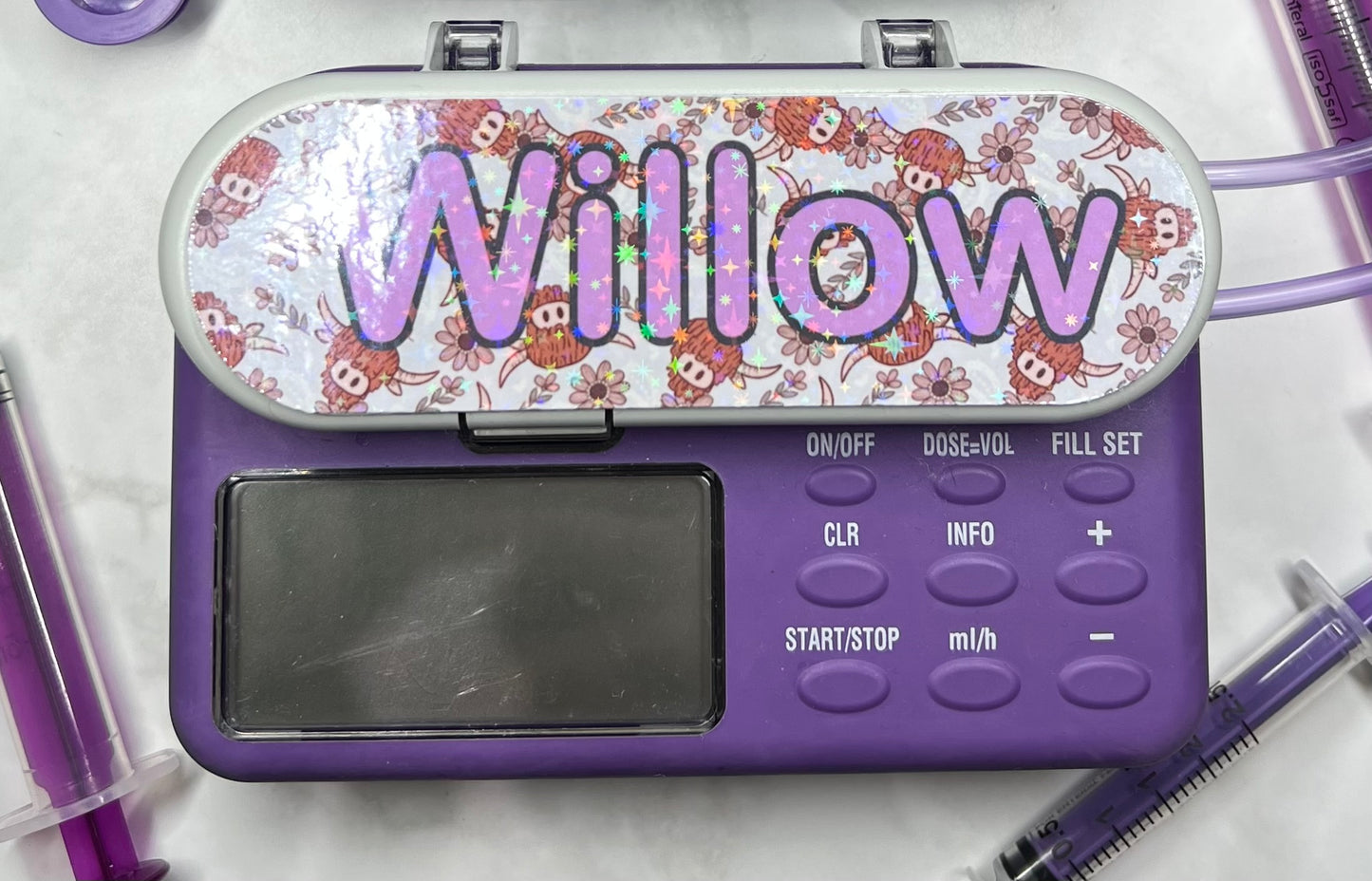 Floral boho cows personalised Nutricia infinity and infinity 3 pump sticker