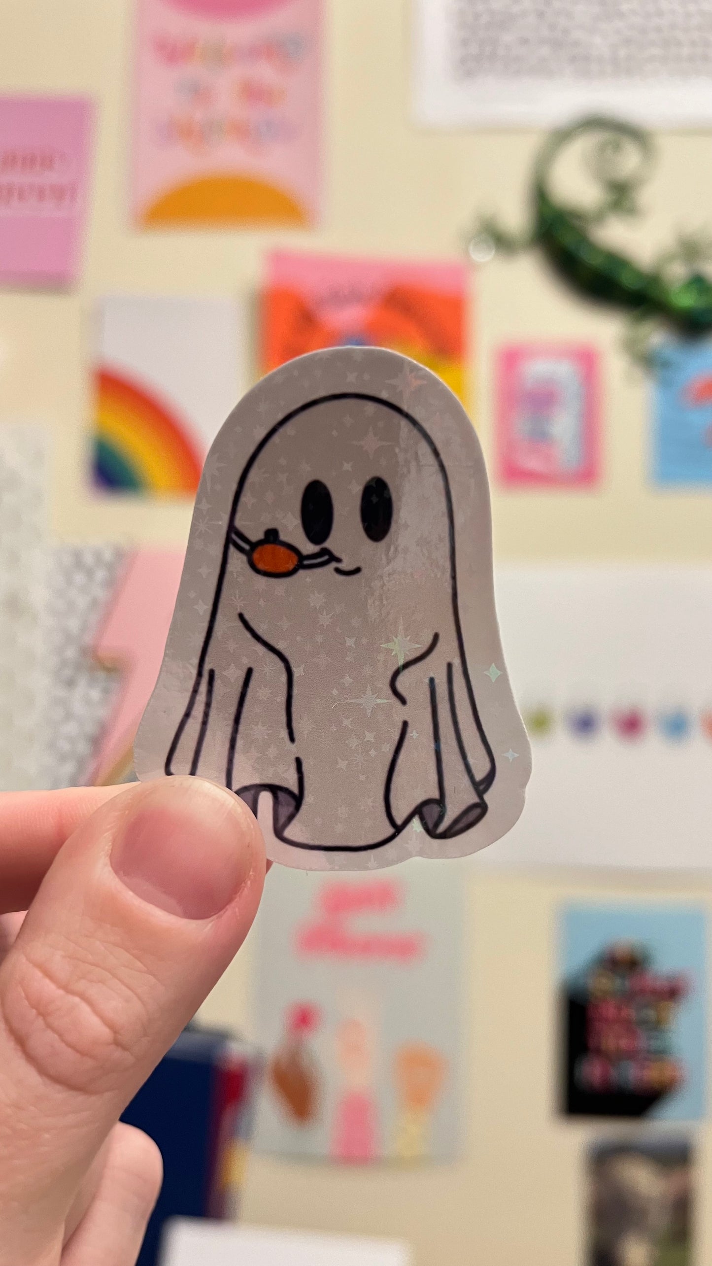 Tubie ghost nasal tube Nj/ng Halloween Holographic Sticker