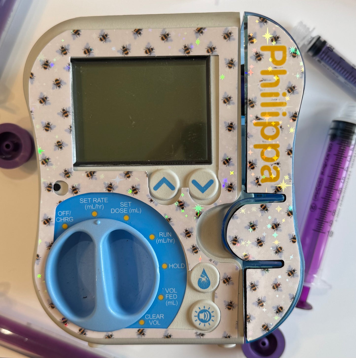Personalised Abbott pump sticker bumble bees