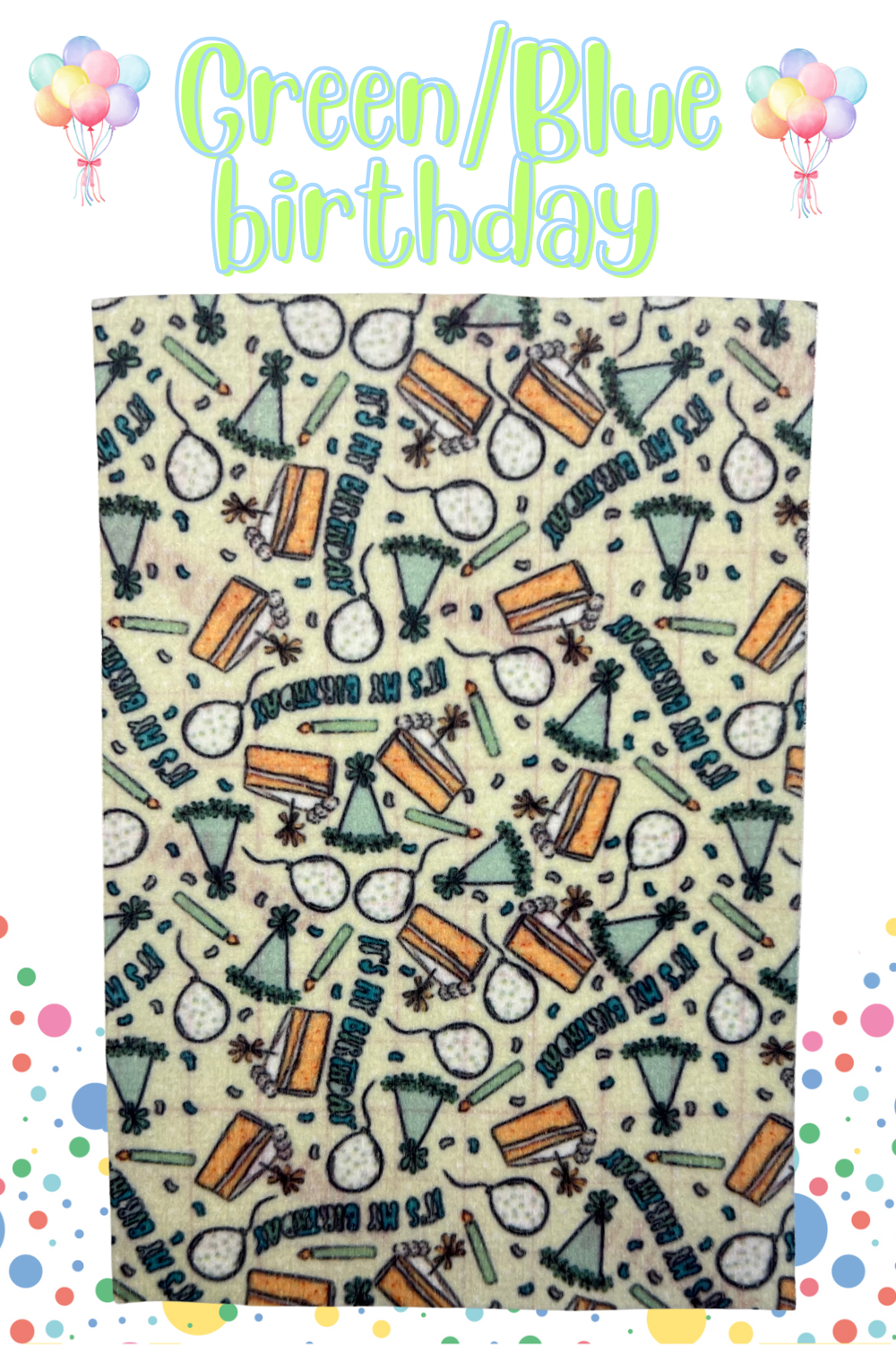 Green and blue happy birthday celebration Tubie tape