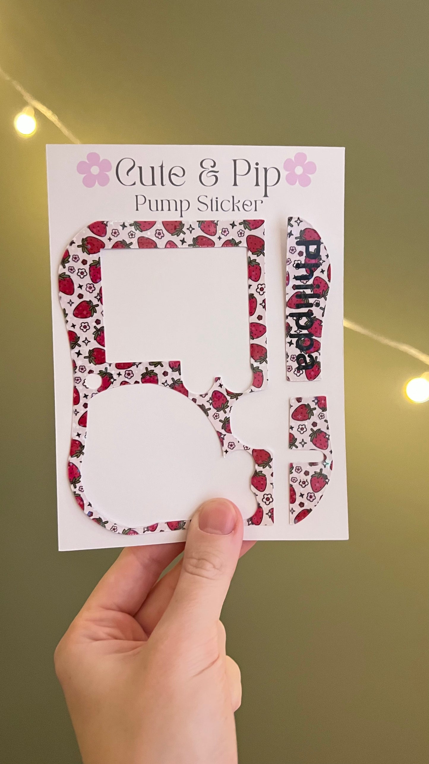 Cute strawberry Personalised Abbott pump sticker