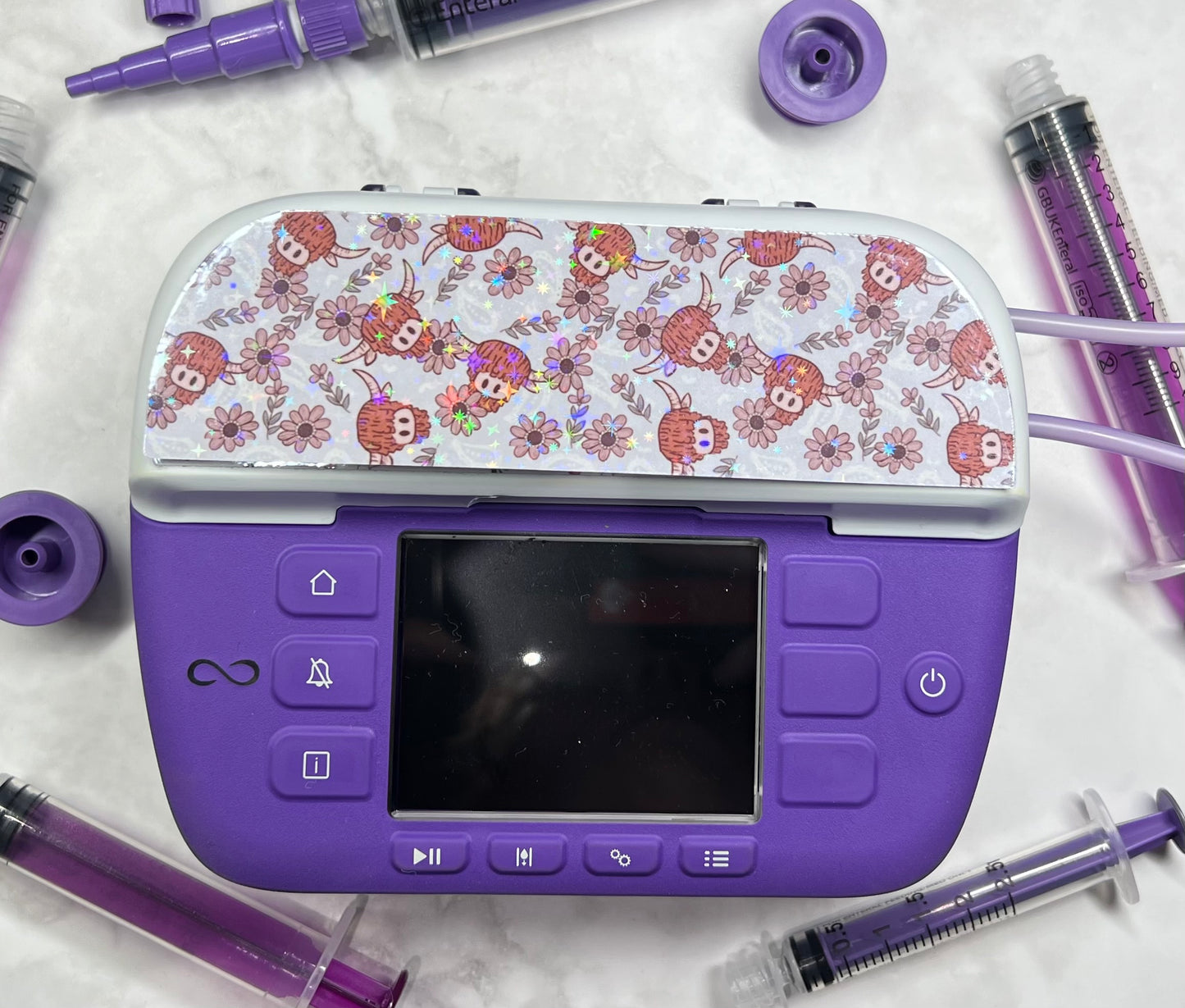 Floral highland cow Nutricia pump sticker