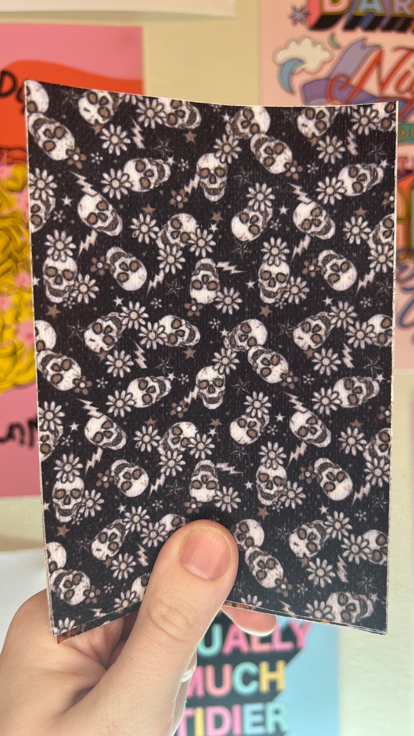 Black floral skulls gothic Tubie tape