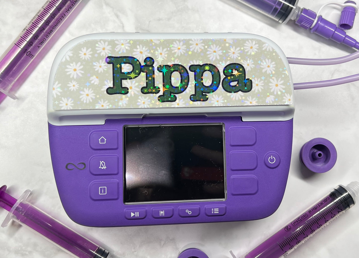 Sage Green Flower personalised Nutricia infinity and infinity 3 pump sticker