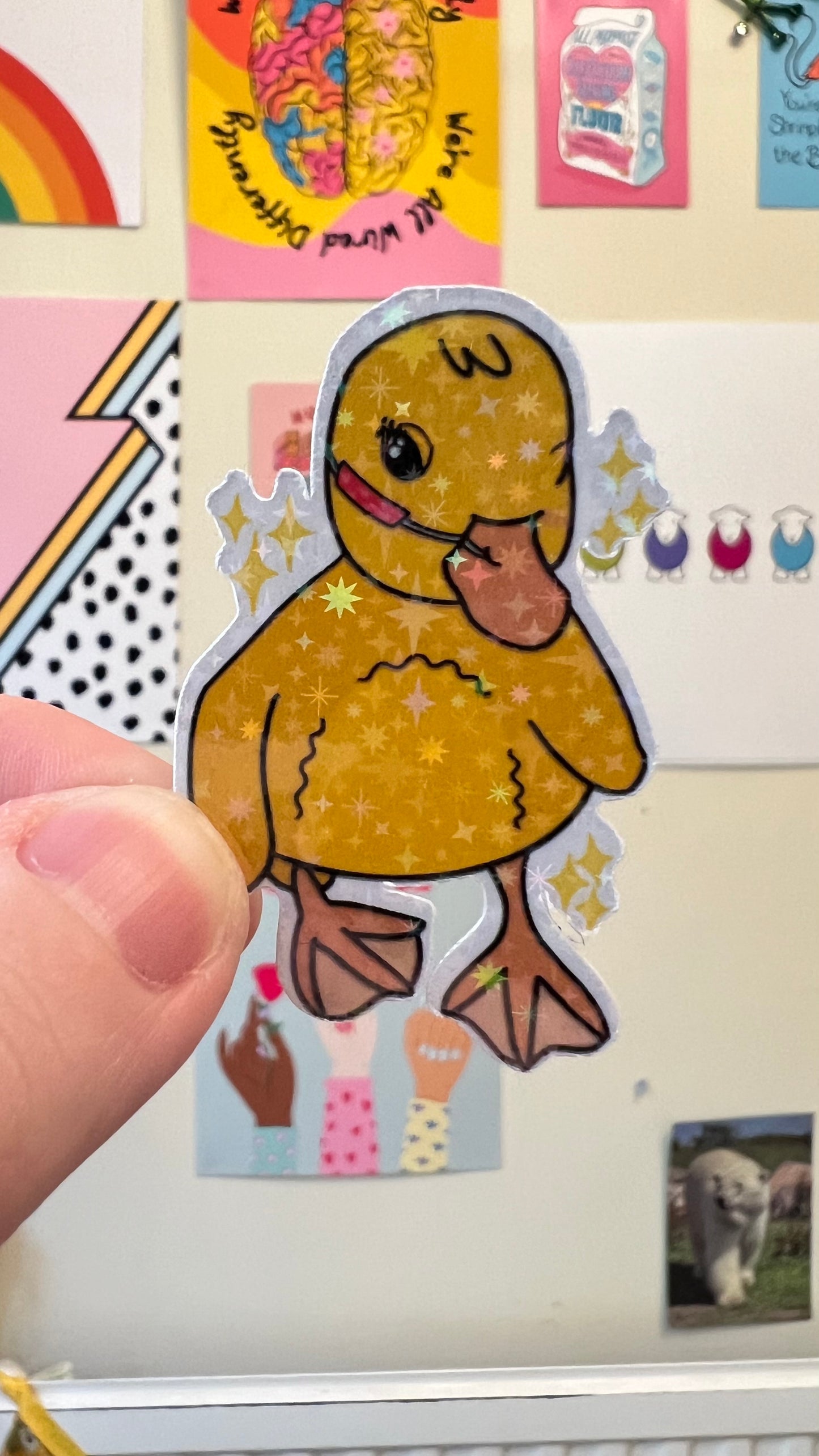 Cute duck/duckling with NG/NJ tubie holographic sticker