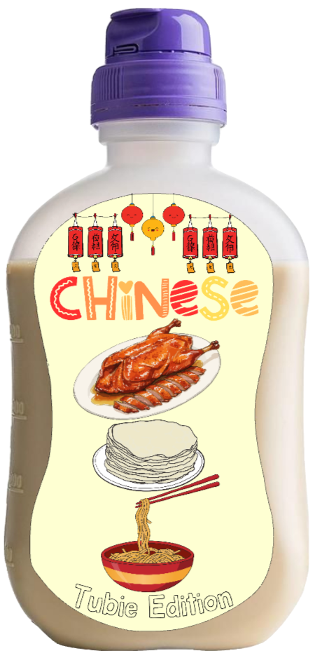 Nutricia Chinese duck, pancakes and noodles tubie edition - Foodie al Tubie feed bottle stickers