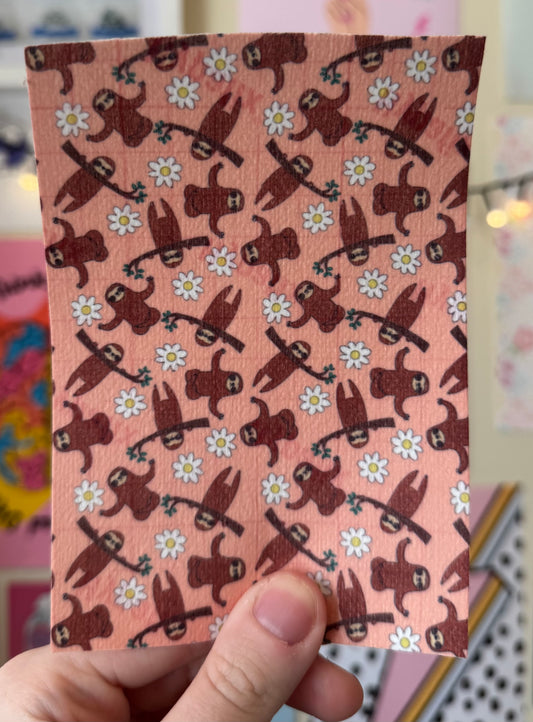 Pink Zen Sloths and daisies Tubie tape