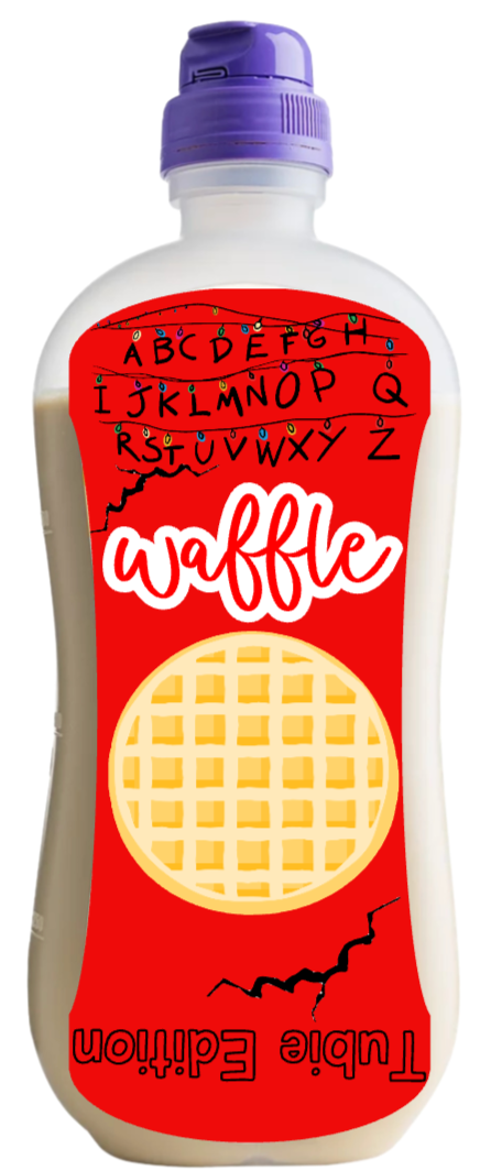 Nutricia stranger things  waffle tubie edition - Foodie al Tubie feed bottle stickers