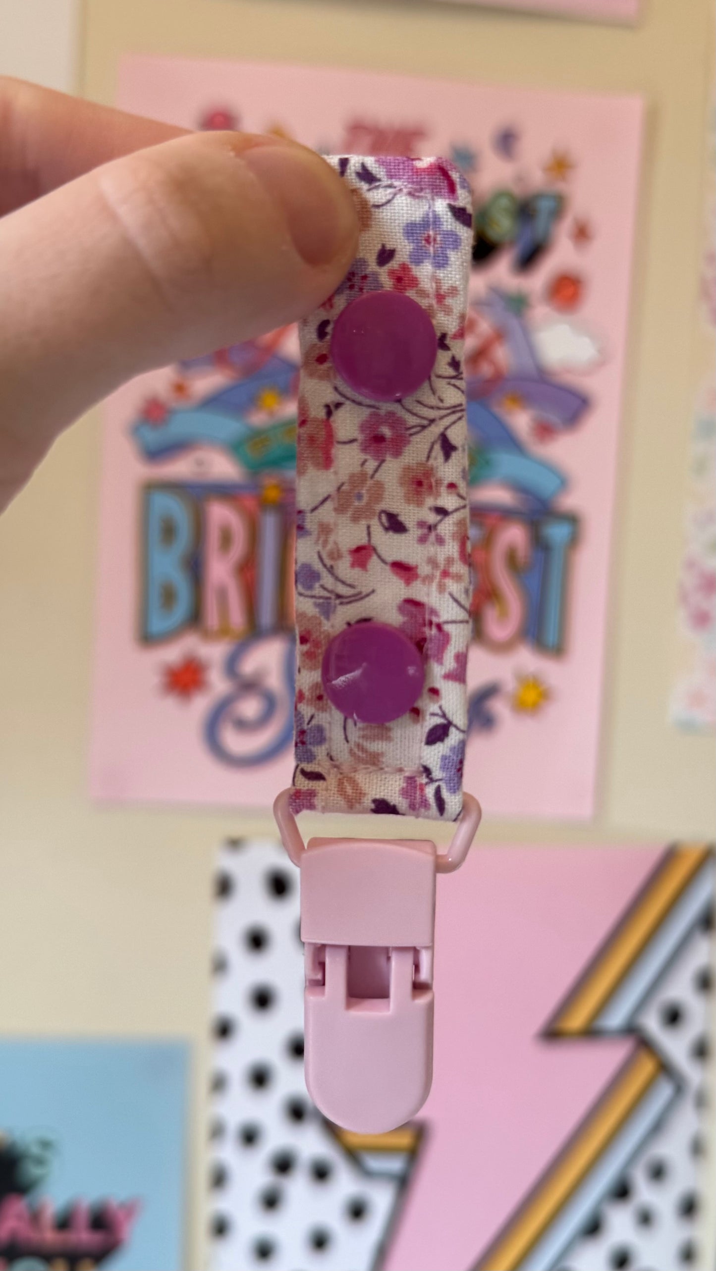Liberty London pink floral Tubie clips