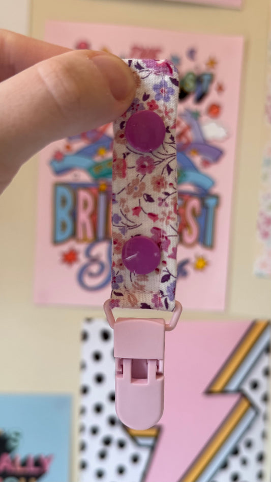Liberty London pink floral Tubie clips