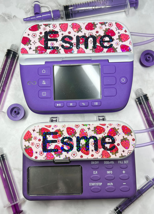 Cute strawberries personalised Nutricia infinity and infinity 3 pump sticker