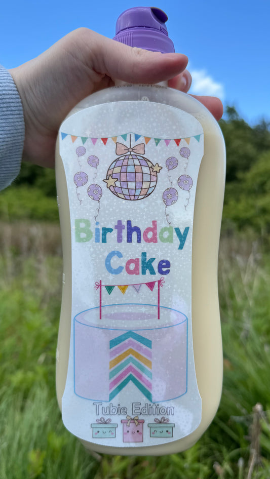 Birthday cake tubie edition - Foodie al Tubie (feed bottle stickers)