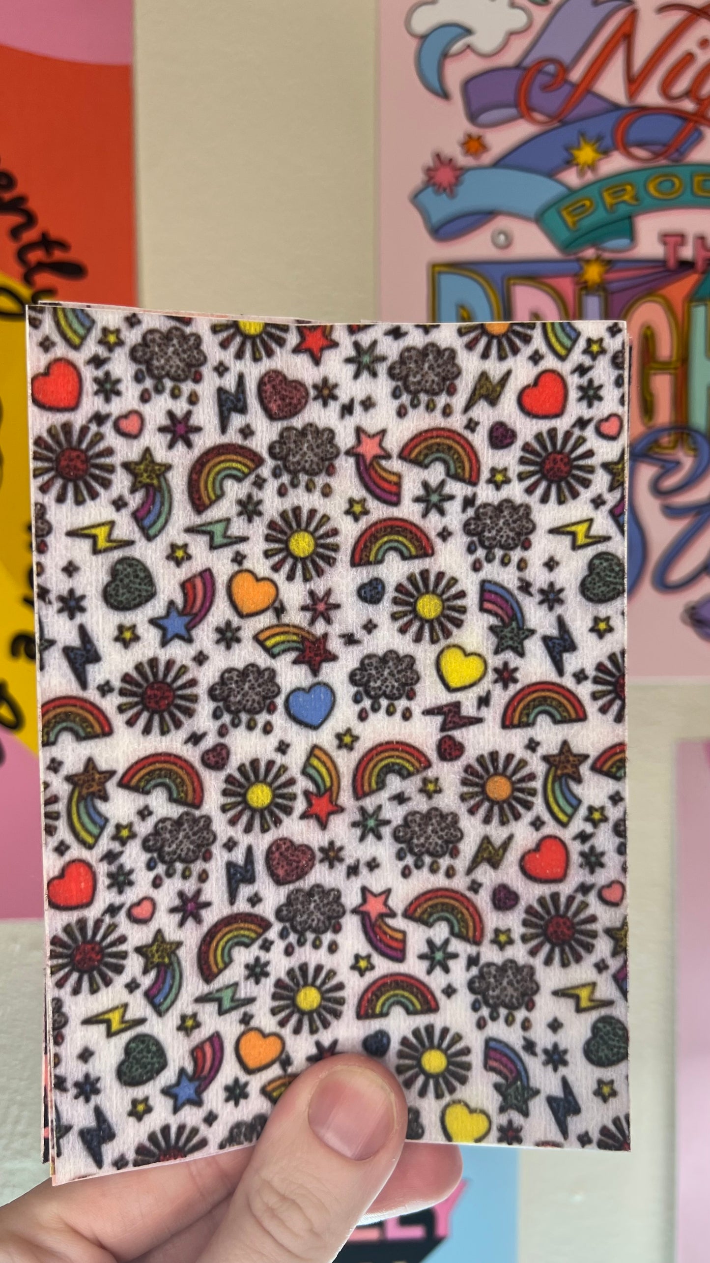 Bright rainbow sun and hearts happy Tubie tape