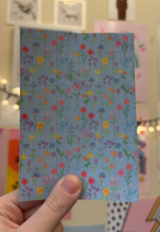 Wild meadow flowers on blue tubie tape