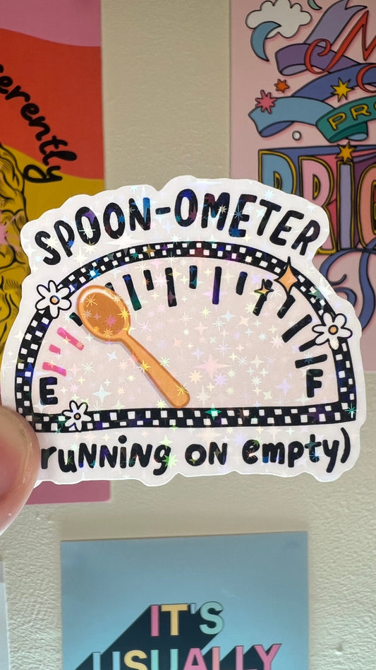 Spoon-ometer Spoonie  funny chronic illness Holographic Sticker