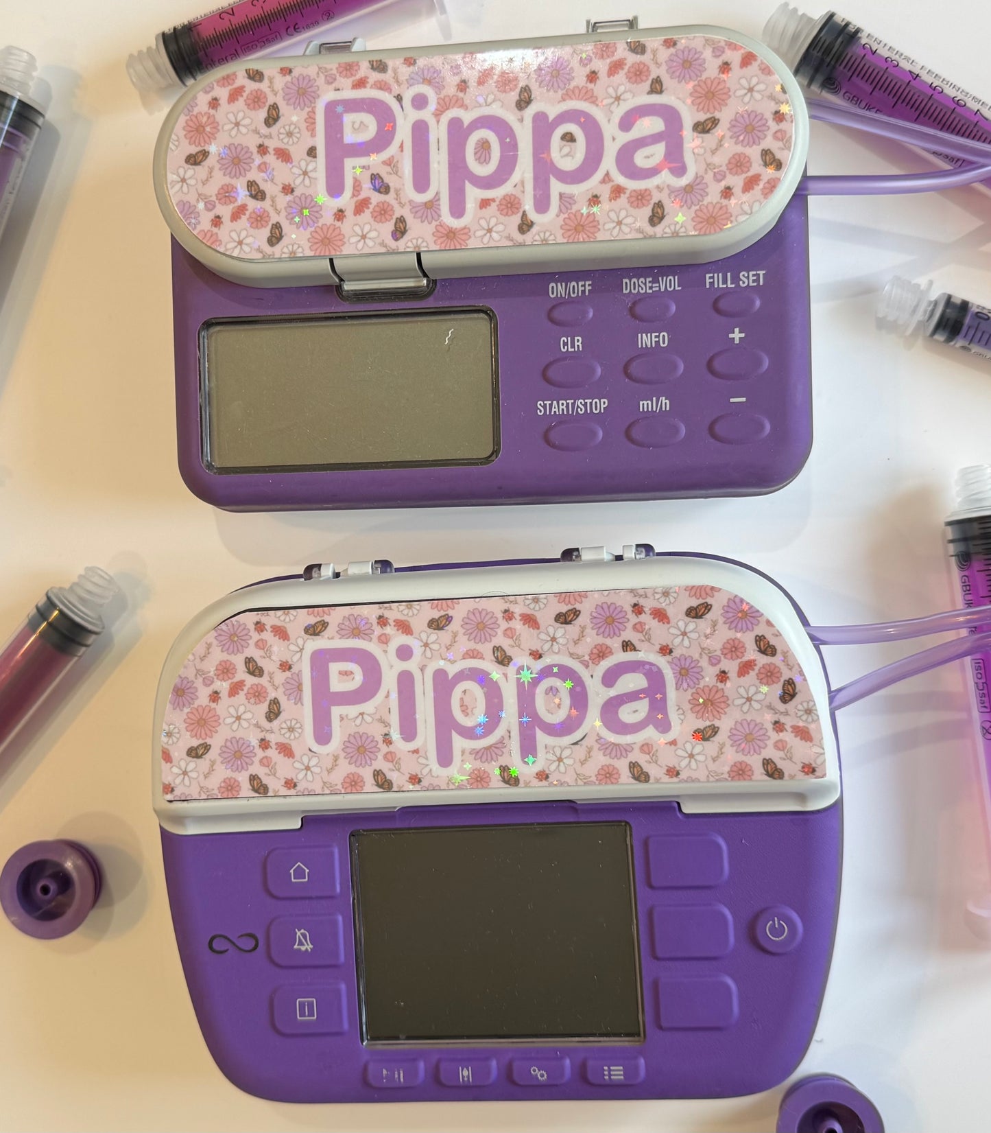 personalised both Nutricia infinity and infinity 3 pump types available (pump sticker) pink flowers and butterflies