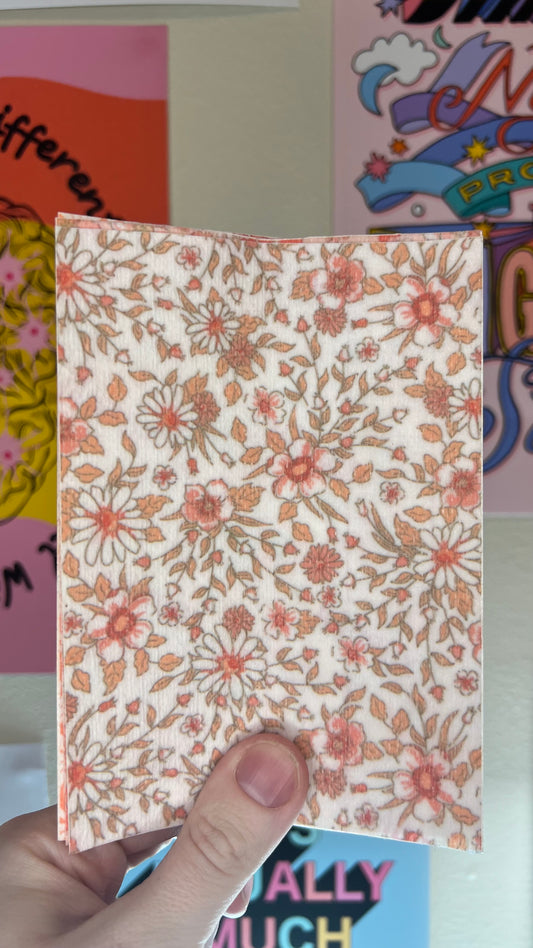 Pink flowers on white background  Tubie tape