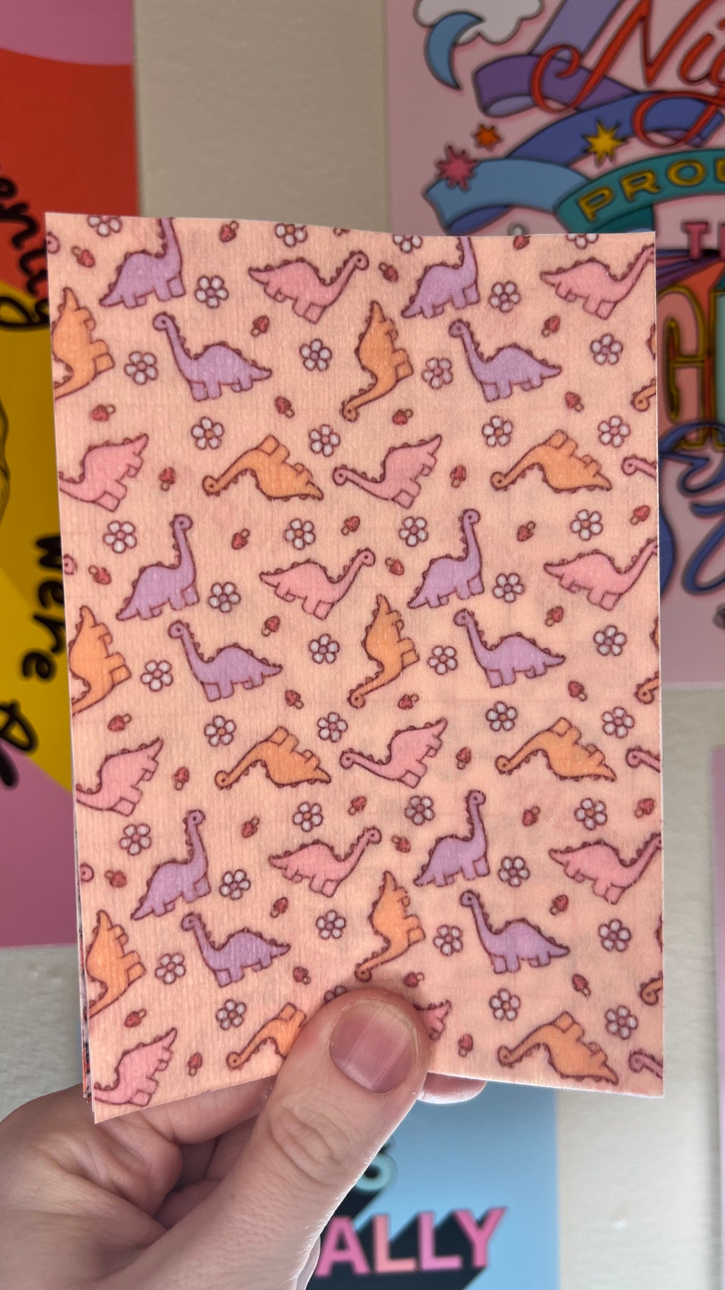Diplodocus pink and flowers dinosaurs Tubie tape